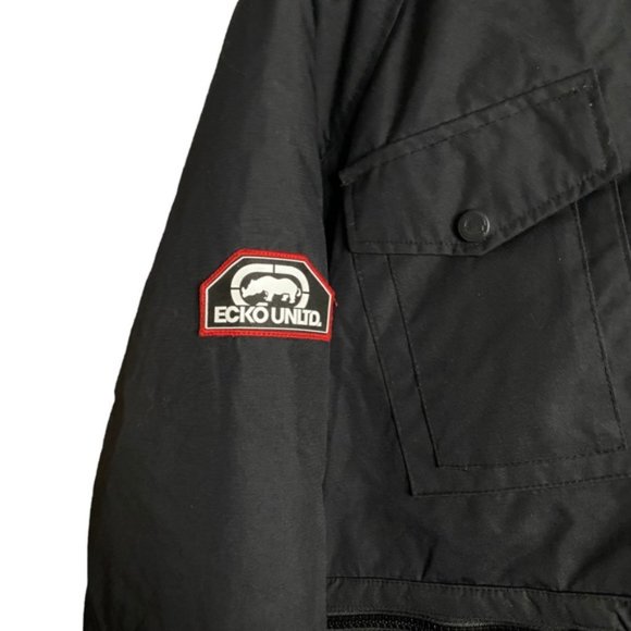Ecko Unltd Men's Black Solid Full Zip Winter Wear Bomber Jacket - Picture 6 of 12